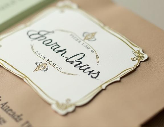 Close-up detail of eco-friendly packaging and elegant label art.